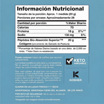 Colágeno Bio-Péptidos + Proteína | Piel, Cabello & Articulaciones · 567g