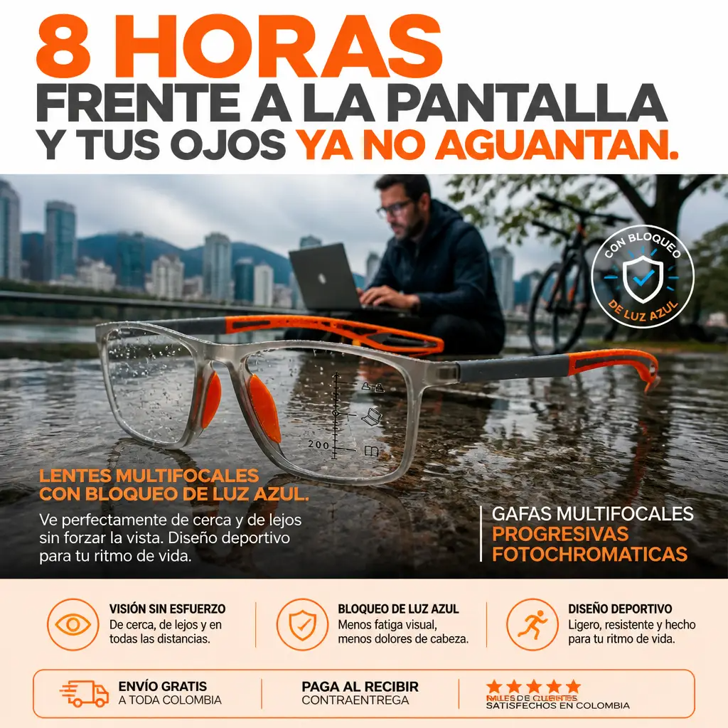 Gafas VisionSync™ 3-en-1: Fotocromáticos, Filtro Azul y Montura Flexible